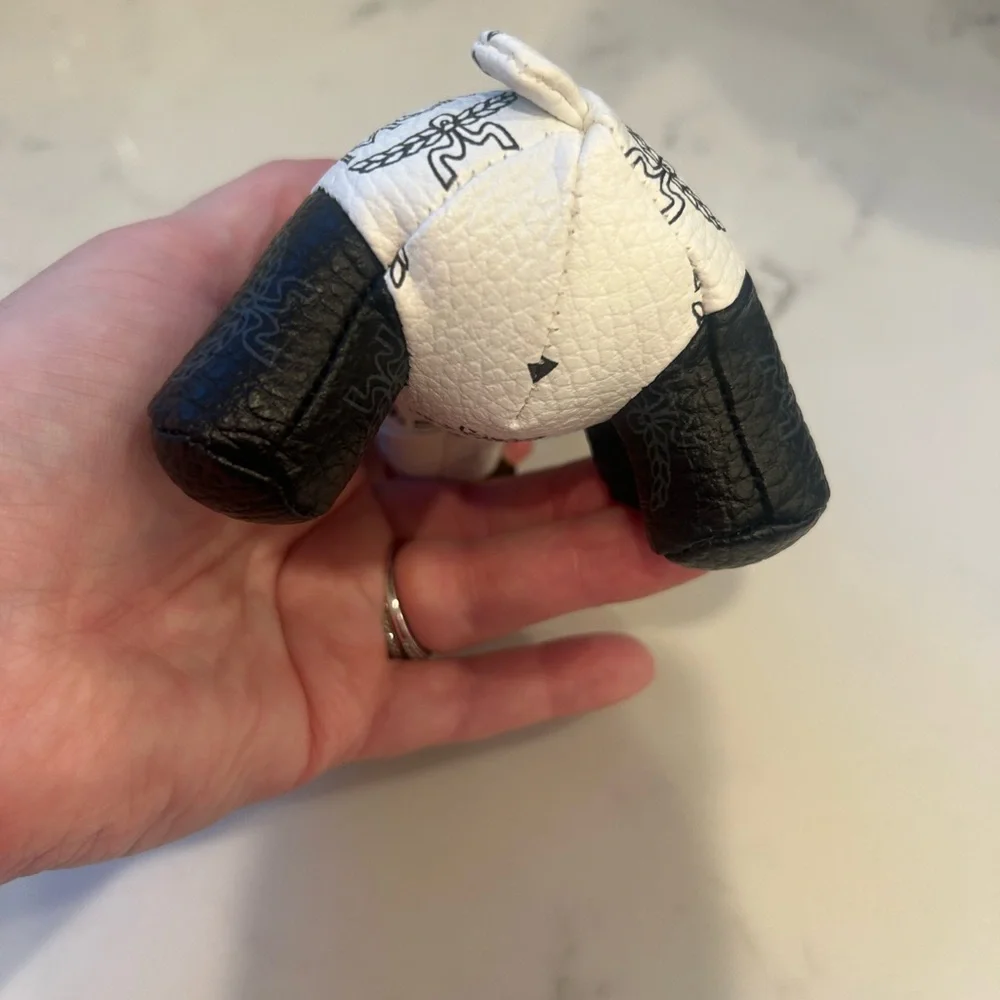 MCM Monogram Panda Keychain in Black and White - Picture 4 of 7